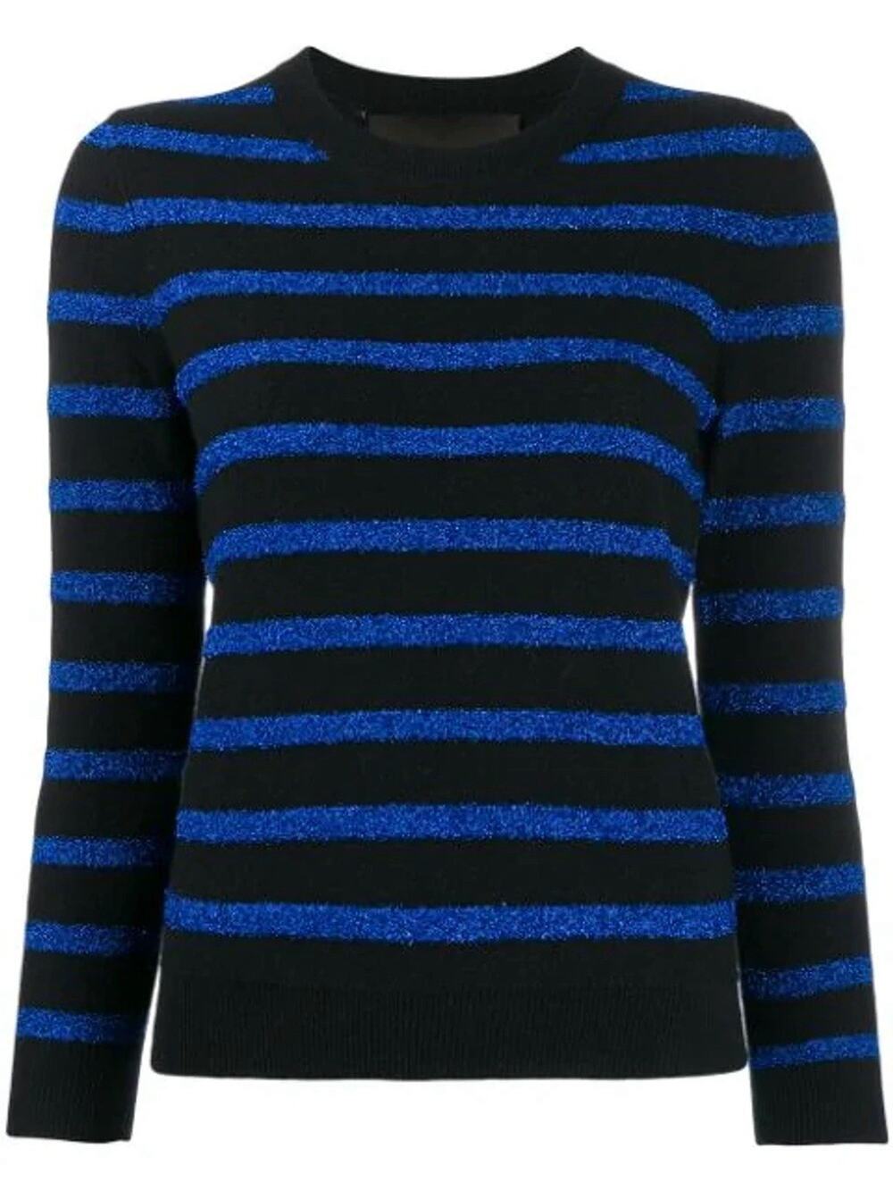 Marc Jacobs Cashmere Sweater The Glam Sparkle Striped Long Sleeve in Blue sz XS
